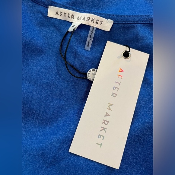 After Market Blue Blouse with Tie Front and Grommet Details - NWT - Picture 5 of 6